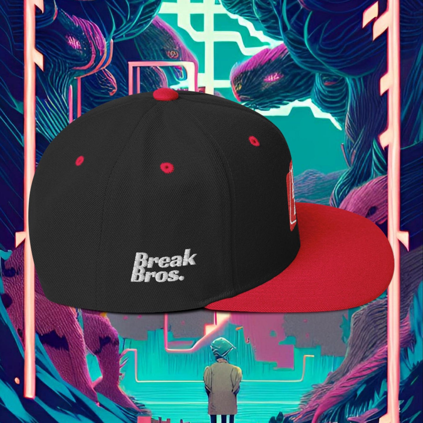 Break Bros Snapback Hat Red Logo