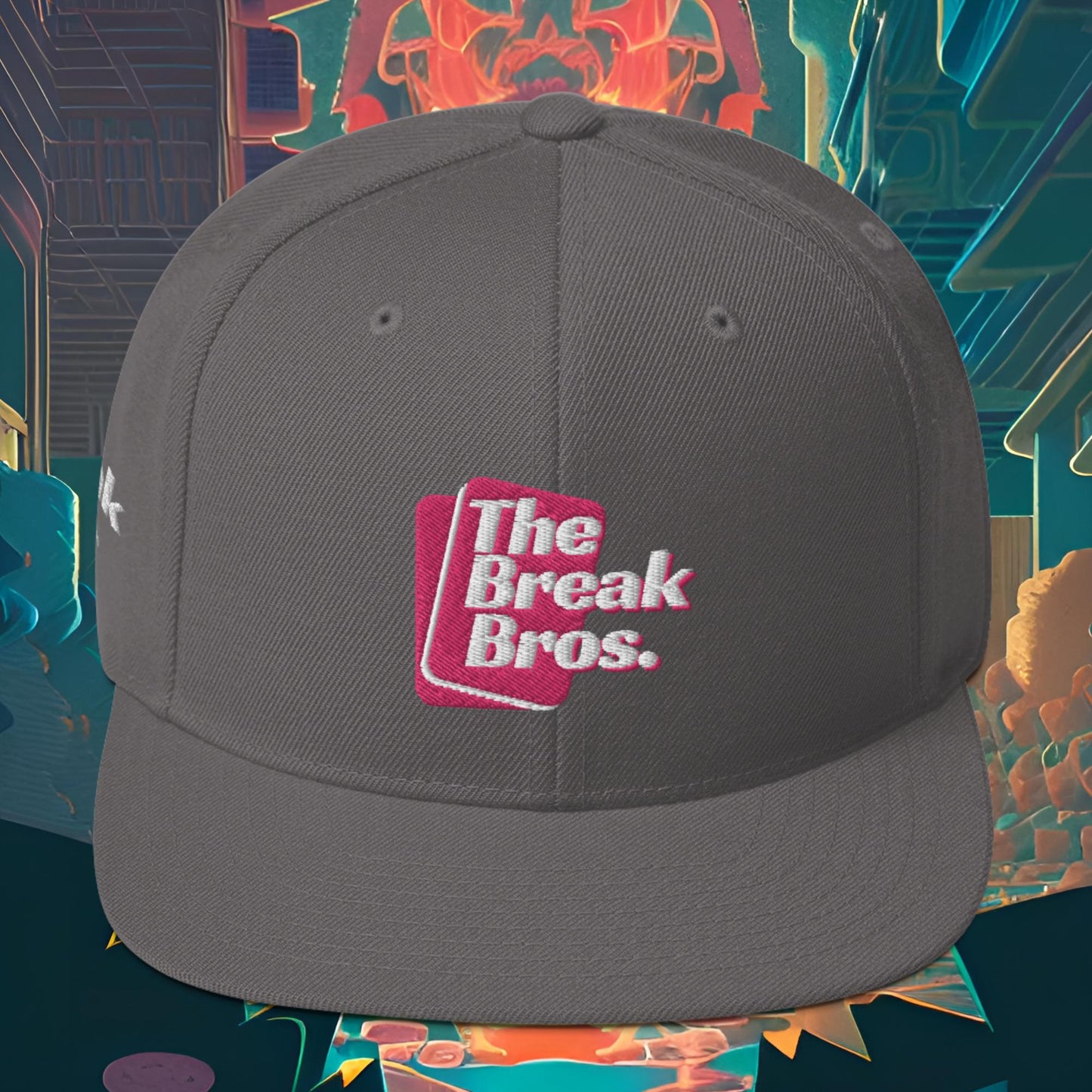 Break Bros Snapback Hat Pink Logo