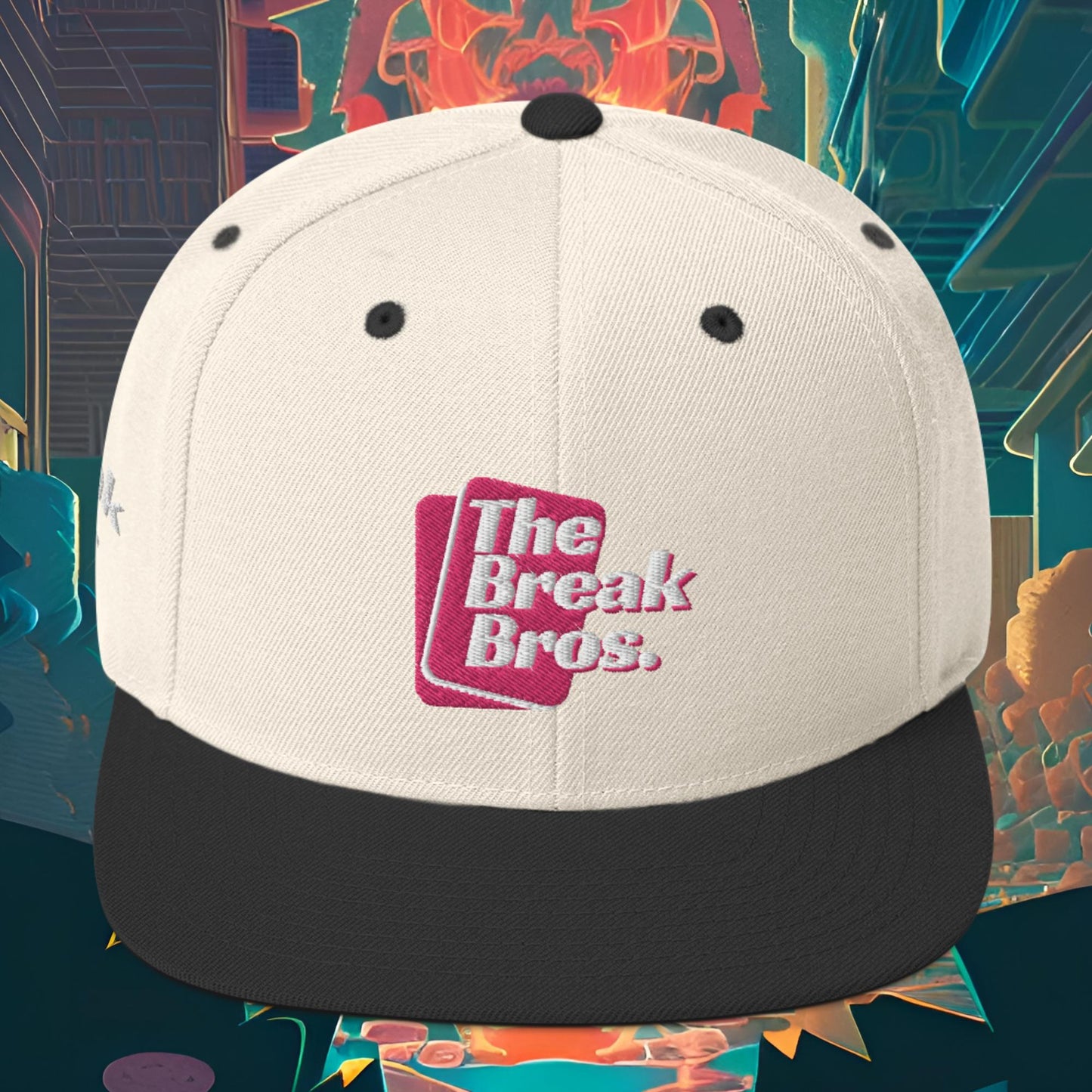 Break Bros Snapback Hat Pink Logo