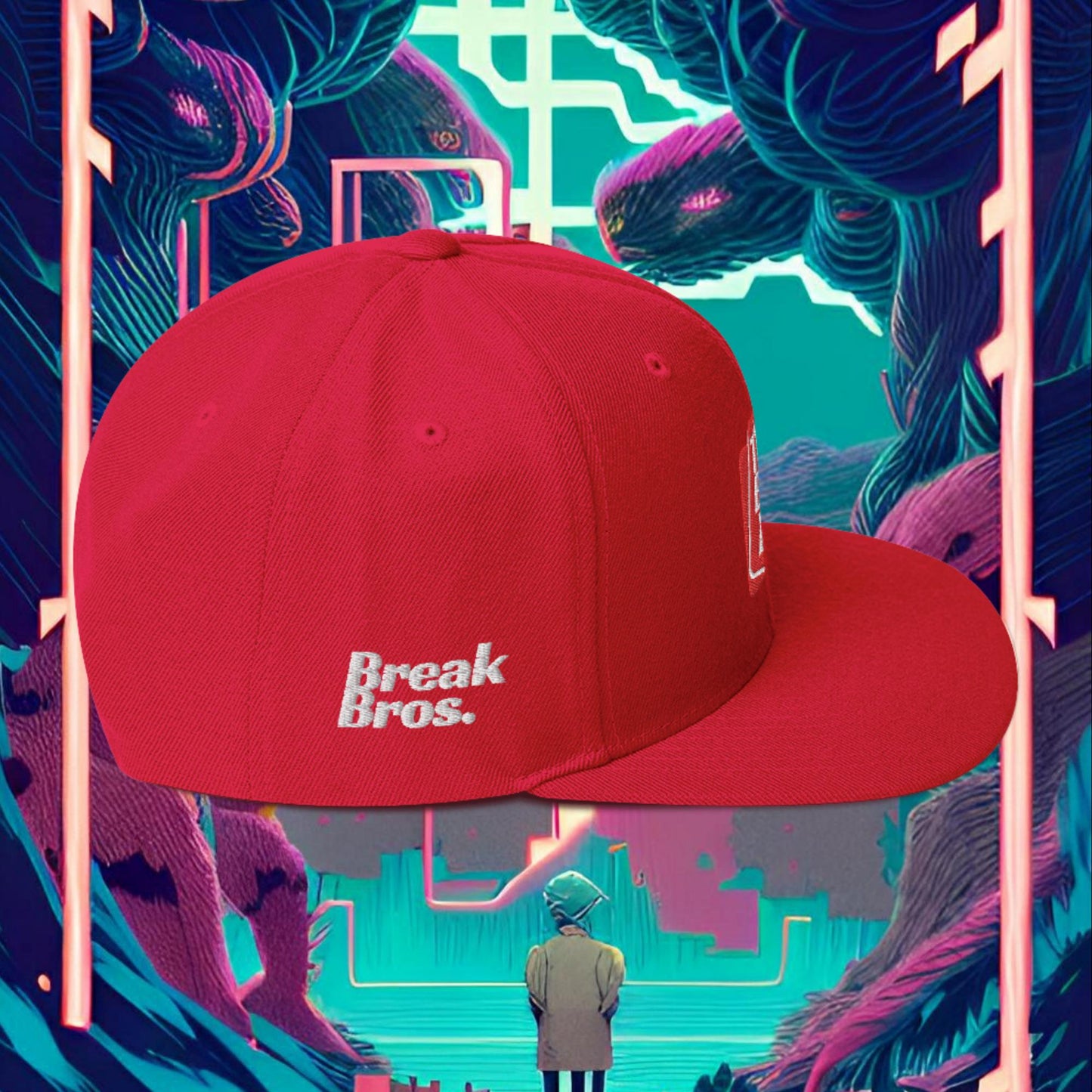 Break Bros Snapback Hat Red Logo