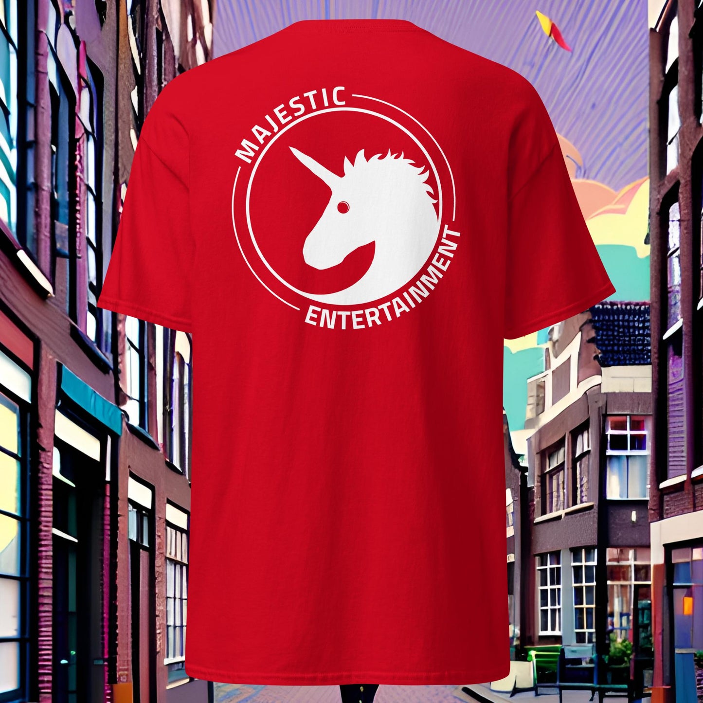 Majestic Entertainment Tee - White Embroidery