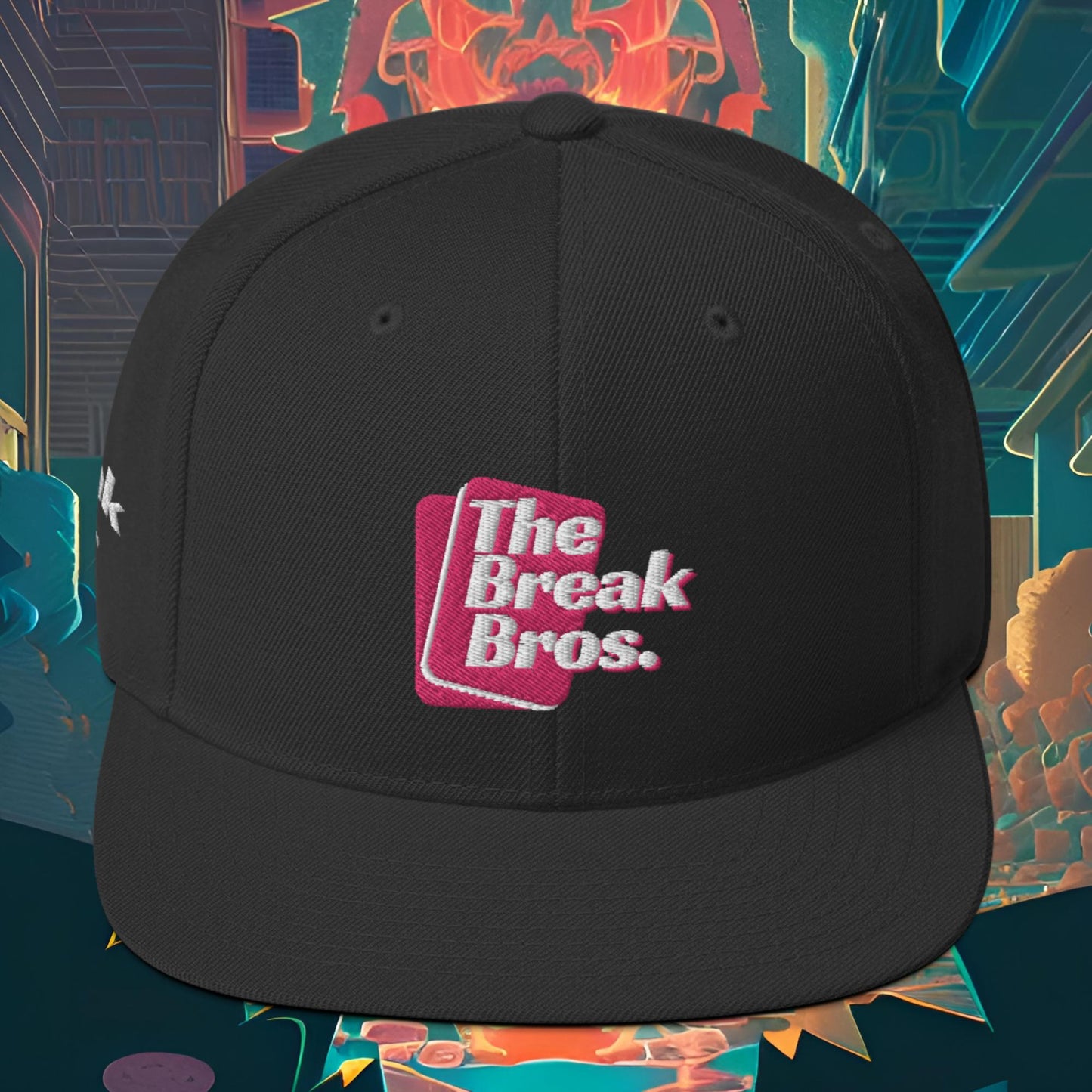 Break Bros Snapback Hat Pink Logo