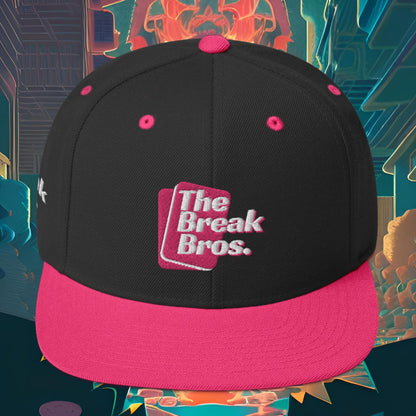 Break Bros Snapback Hat Pink Logo