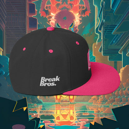 Break Bros Snapback Hat Pink Logo