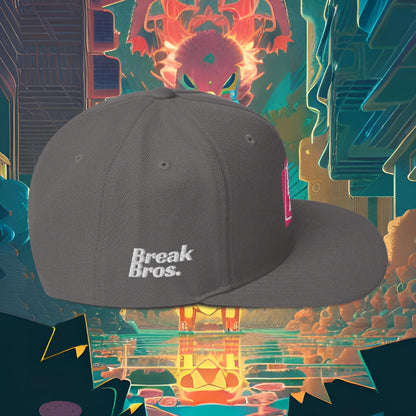 Break Bros Snapback Hat Pink Logo