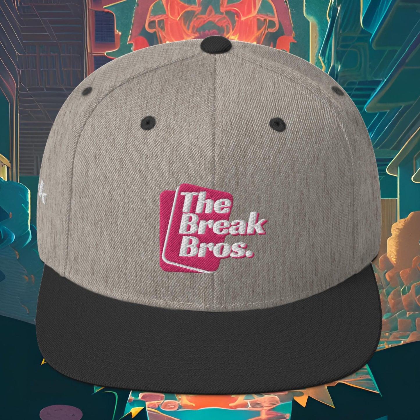 Break Bros Snapback Hat Pink Logo