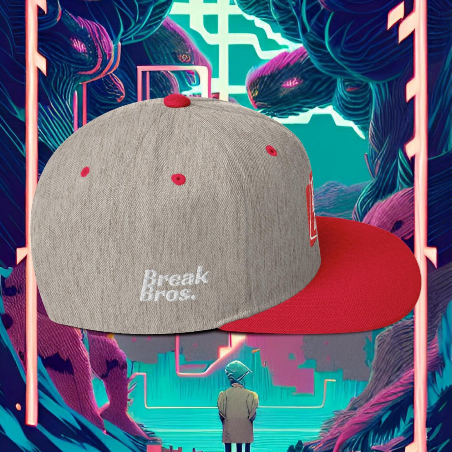 Break Bros Snapback Hat Red Logo