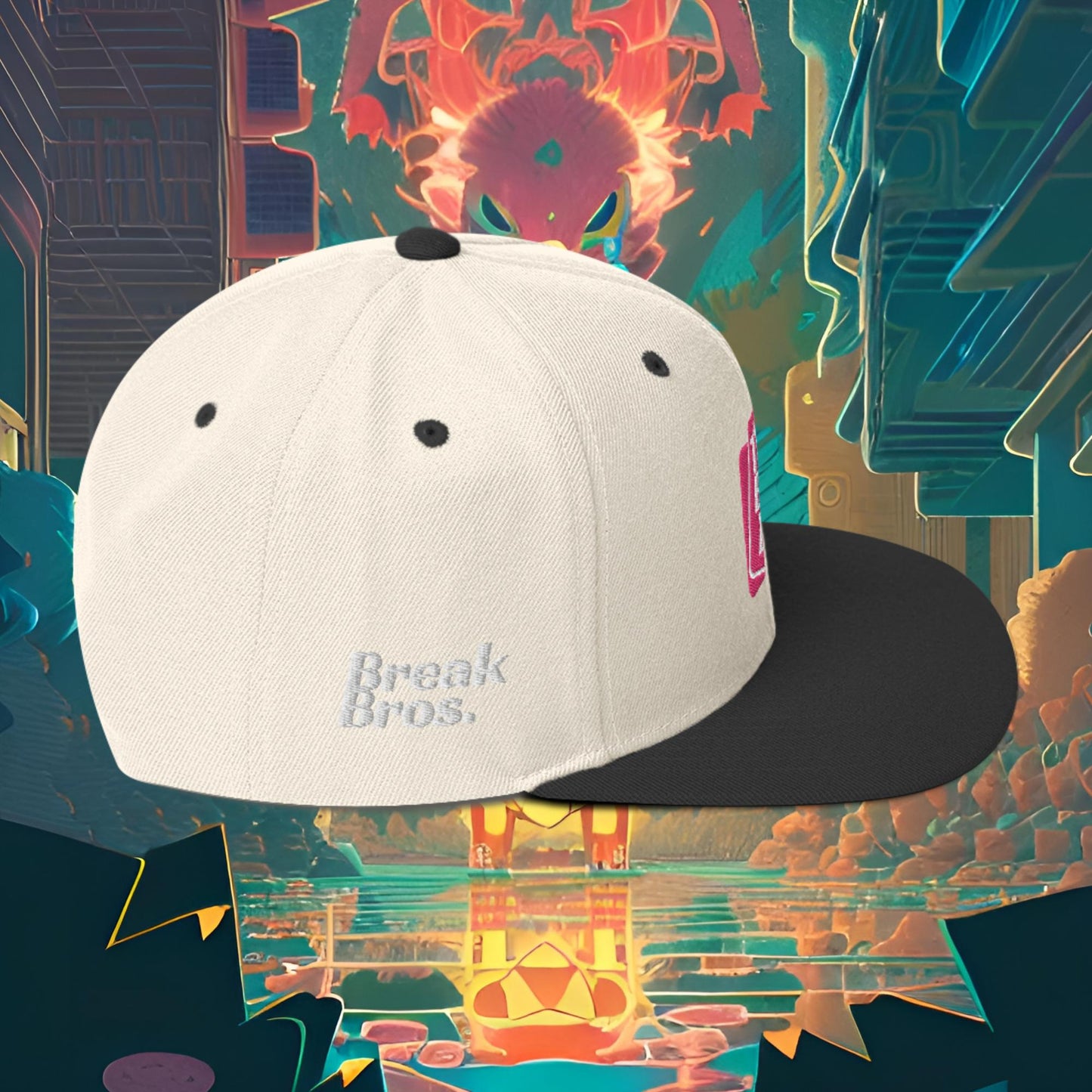 Break Bros Snapback Hat Pink Logo